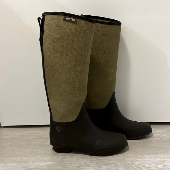 Hunter Lady N Boots, Olive Green Tweed and rubber feet - Picture 1 of 8